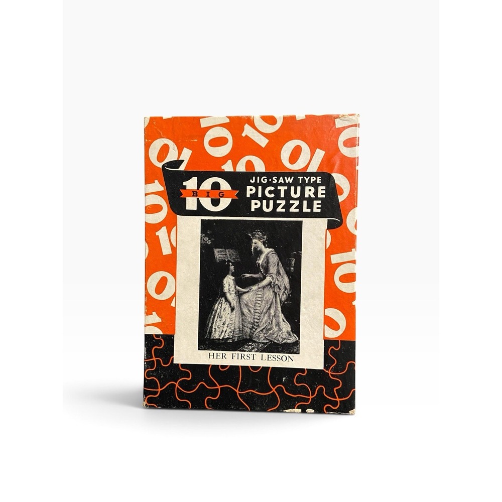 Vintage Big 10 Her First Lesson Puzzle 275+ Pieces 1930s Complete